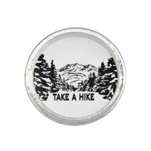 Take a Hike quote monochrome mountain landscape Ring