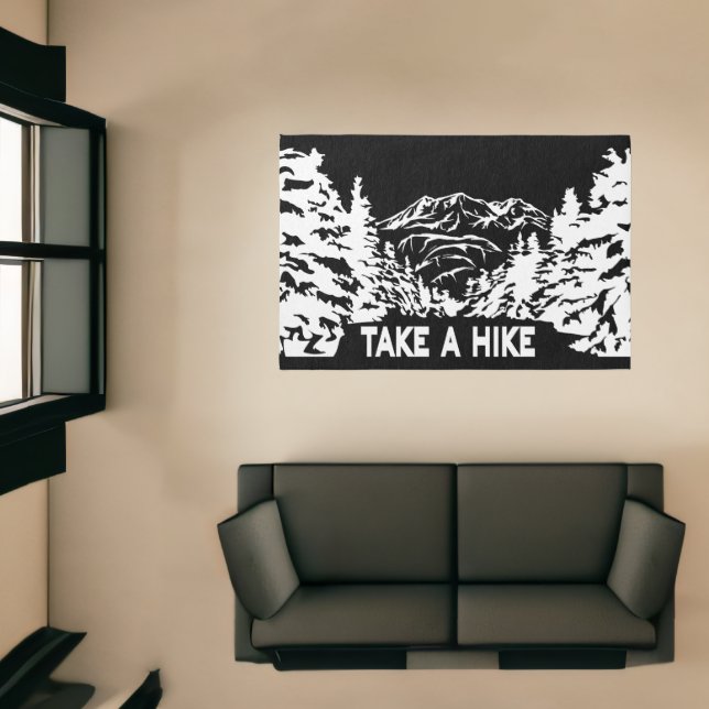 Take a Hike quote monochrome mountain landscape Rug (Insitu (Indoor 1))