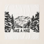 Take a Hike quote monochrome mountain landscape Scarf<br><div class="desc">Monochrome illustration with view to mountains and snowy winter wood drawing in woodcut style</div>