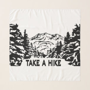 Take a Hike quote monochrome mountain landscape Scarf