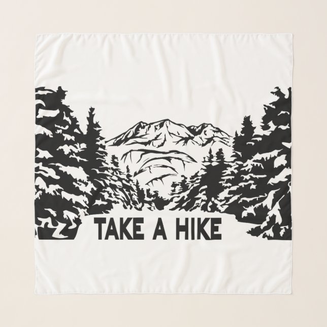 Take a Hike quote monochrome mountain landscape Scarf (Front)