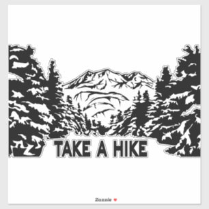 Take a Hike quote monochrome mountain landscape Sticker