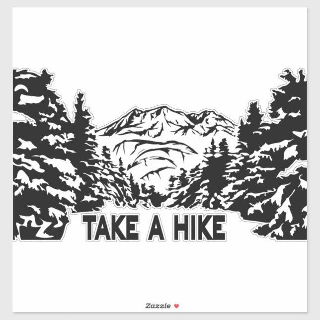 Take a Hike quote monochrome mountain landscape Sticker (Sheet)
