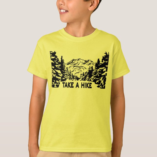 Take a Hike quote monochrome mountain landscape T-Shirt (Front)