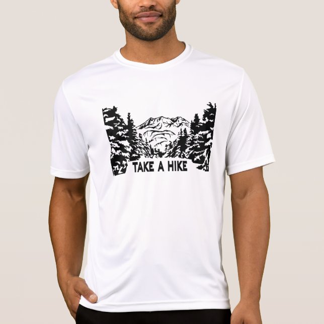 Take a Hike quote monochrome mountain landscape T-Shirt (Front)