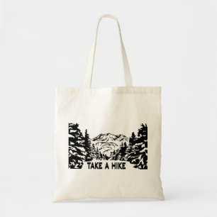 Take a Hike quote monochrome mountain landscape Tote Bag