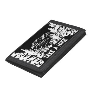 Take a Hike quote monochrome mountain landscape Tri-fold Wallet