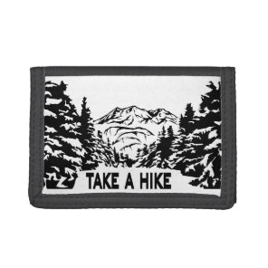 Take a Hike quote monochrome mountain landscape Tri-fold Wallet