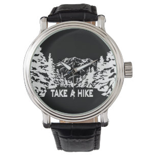 Take a Hike quote monochrome mountain landscape Watch