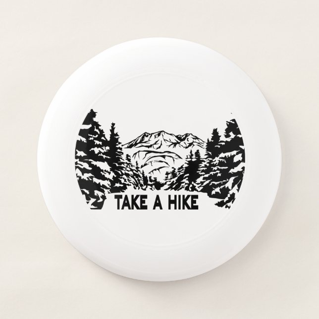 Take a Hike quote monochrome mountain landscape Wham-O Frisbee (Front)