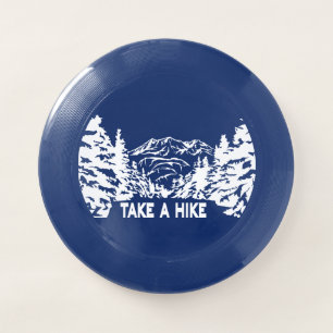 Take a Hike quote monochrome mountain landscape Wham-O Frisbee