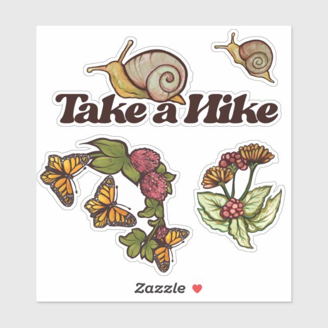 Take a Hike Snail Nature Lover Snails Hiking       Sticker (Sheet)