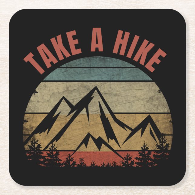 TAKE A HIKE SQUARE PAPER COASTER (Front)