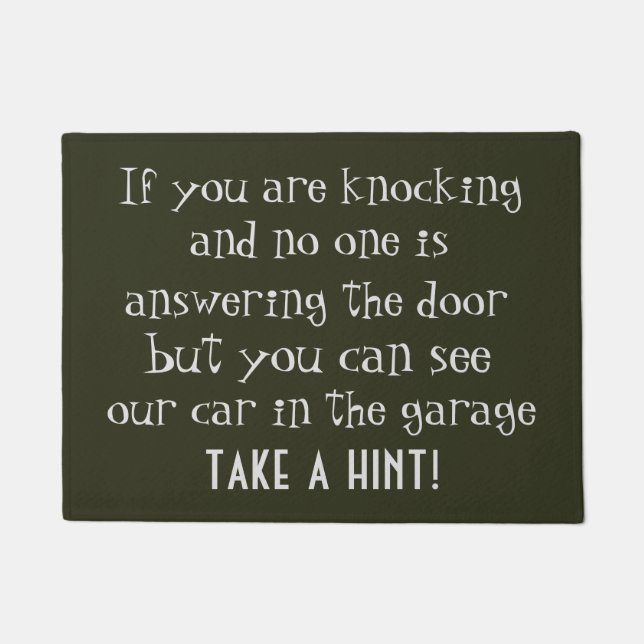 TAKE A HINT Funny Rude Quote Doormat (Front)