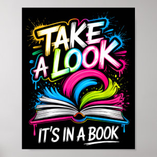 Take a look in a book street art team bookworm poster