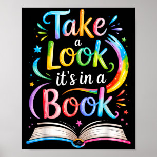 Take a look in a book watercolor team bookworm poster