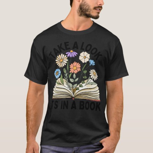 Take A Look Its In A Book Floral T_Shirt