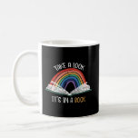 Take A Look It&#39;S In A Book Rainbow Bookworm Book Coffee Mug
