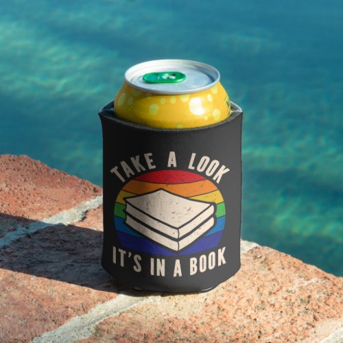 Take a look its in a book retro rainbow can cooler