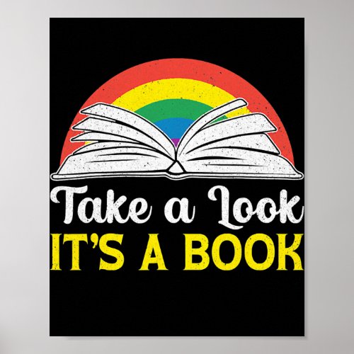 Take A Look Its In A Book Retro Rainbow Poster
