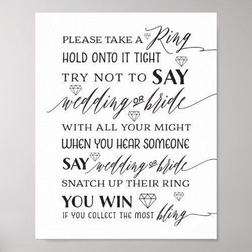 Take a Ring Bridal Shower Game Sign