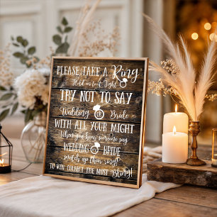 Take a Ring, Don't say Wedding, Bridal Shower Game Poster