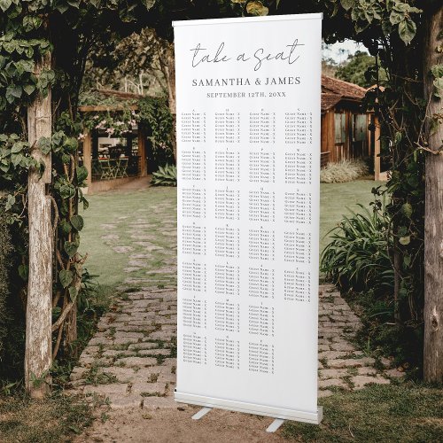 Take a Seat Alphabetical Wedding Seating Chart Retractable Banner