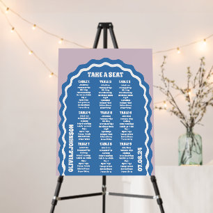Take a Seat Blue Purple Retro Arch Seating Chart Foam Board