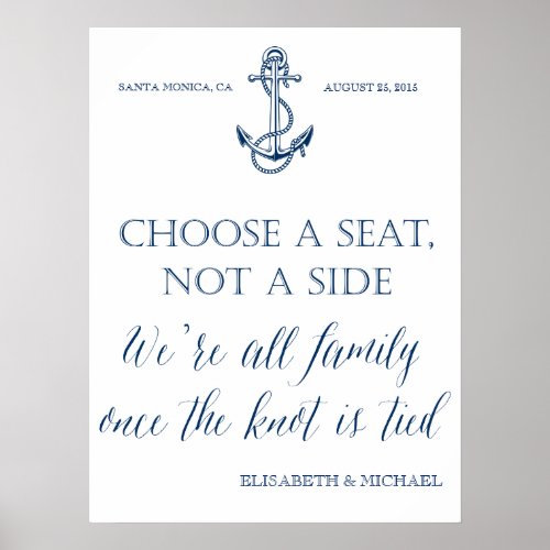 Take a seat not a side nautical wedding sign