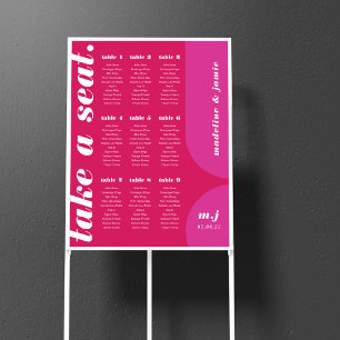 Take a Seat Pink Magenta Retro Style Seating Chart Foam Board