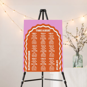 Take a Seat Pink Orange Retro Arch Seating Chart Foam Board
