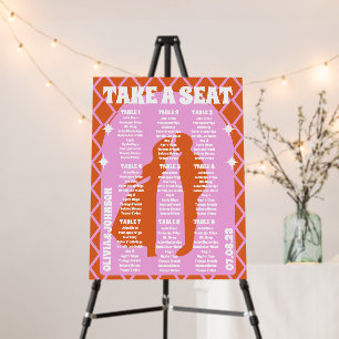 Take a Seat Pink Orange Retro Boho Seating Chart Foam Board