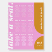 Take a Seat Pink Yellow Retro Style Seating Chart Foam Board (Front)