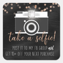 Take a Selfie Customer Loyalty Sticker Black Paint