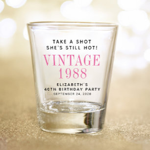 Take a Shot 40th Birthday Party Favor Glass