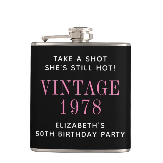 Take a Shot 50th Birthday Party Flask (Front)