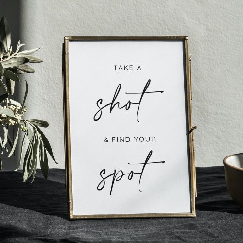 Take a Shot  Find Your Spot  Minimalist Wedding  Poster