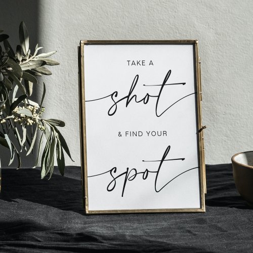 Take a Shot  Find Your Spot  Minimalist Wedding  Poster
