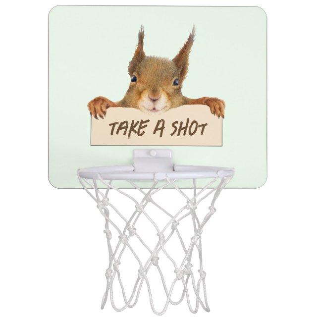 Take A Shot Funny Squirrel Face Customizable Mini Basketball Hoop (Front)