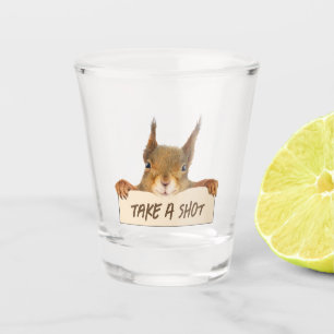 Take A Shot Funny Squirrel Face Customizable Shot Glass
