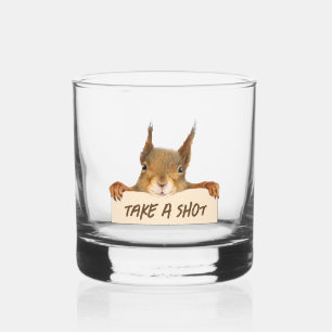 Take A Shot Funny Squirrel Face Customizable Whiskey Glass
