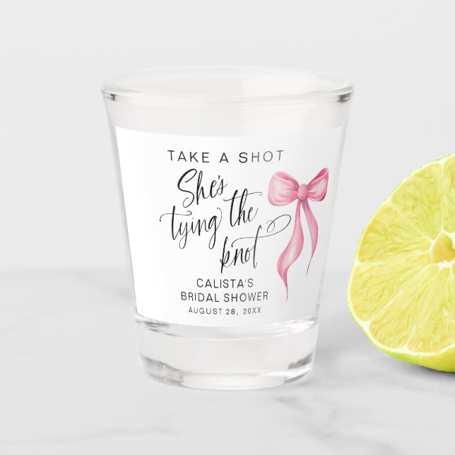 Take a Shot She's Tying the Knot Bridal Shower Glass (Front)