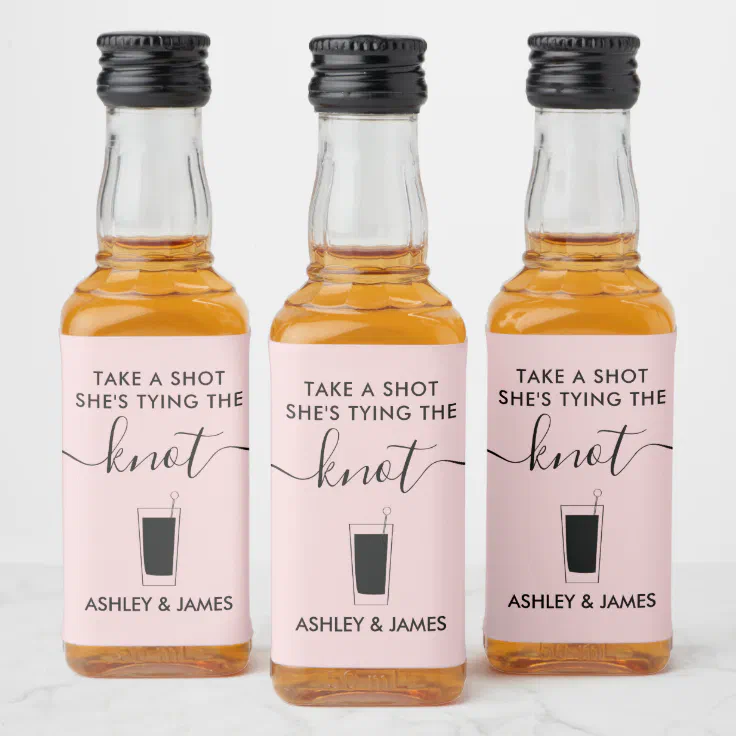 Take a Shot She's Tying the Knot Wedding Highball Liquor Bottle Label