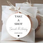 Take A Shot Stylish Wedding Engagement Party Classic Round Sticker<br><div class="desc">Take A Shot Stylish Wedding Engagement Party Classic Round Sticker</div>