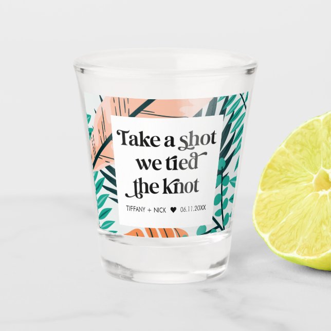 Take a Shot Tropical Beach Wedding Favor Shot Glass (Front)