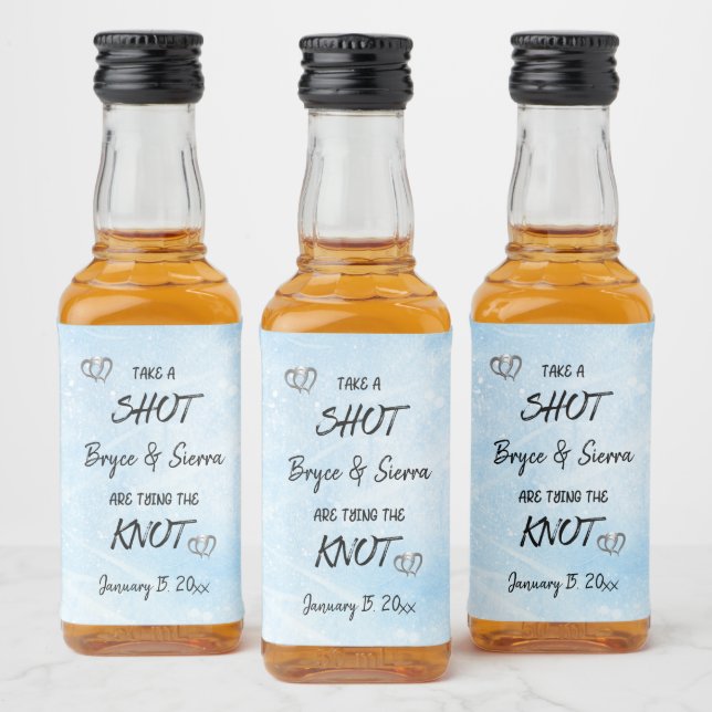 Take A Shot Tying The Knot Personalized Winter  Liquor Bottle Label (Bottles)