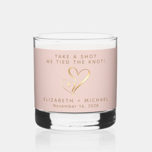 Take A Shot We Tied The Knot Blush Pink Wedding  Whiskey Glass