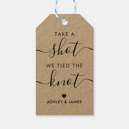 Take a Shot We Tied the Knot Wedding Alcohol Gift Tags