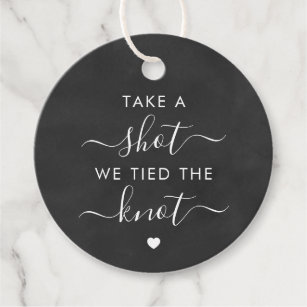 Take a Shot We Tied the Knot Wedding Chalkboard Favor Tags