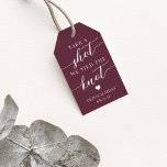 Take a Shot, We Tied the Knot Wedding Favor Gift Tags<br><div class="desc">Get the party started with these cute favor tags designed to attach to shot glasses or mini liquor bottles. Design features "take a shot, we tied the knot" in white classic serif and calligraphy script lettering on a burgundy wine background with a small heart. Personalize with your names and wedding...</div>